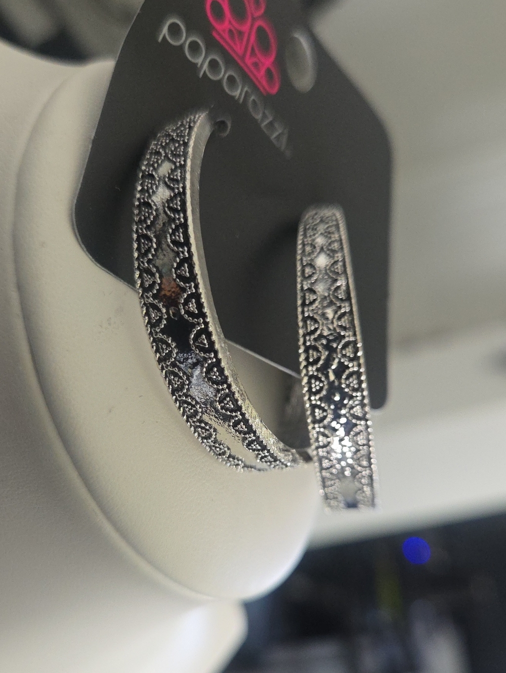 Paparazzi Textured Treasure Silver Hoop Earrings NWT